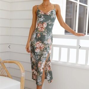 Floral Green Midi Dress